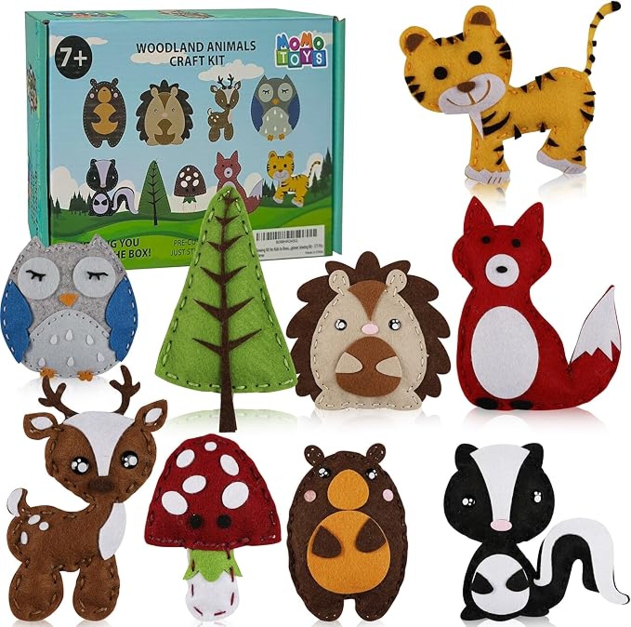 Kids Sewing Kit for Kids, Fun & Educational Woodland Animals Sew Craft Set for Boys and Girls Ages 8-12, Complete Beginner Sewing Kit with Felt Plushie for Creative DIY Projects
